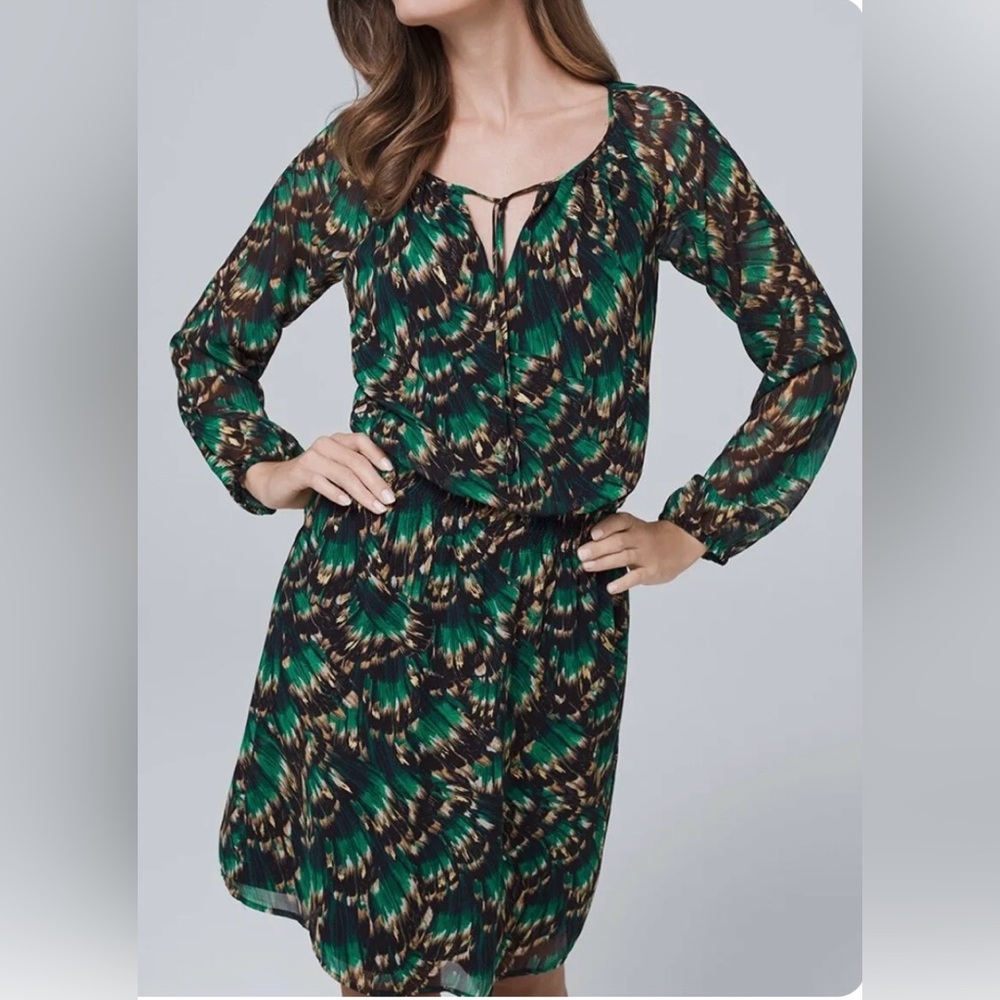 White House Black Market Abstract Print Blouson Dress